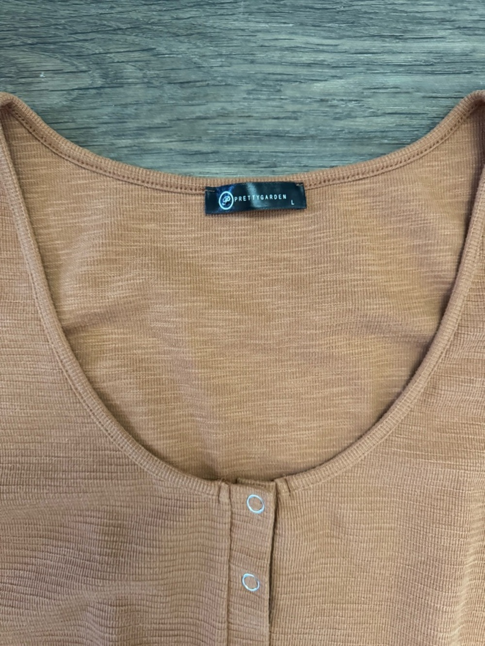 PRETTYGARDEN Orange-Brown Sleeveless Knit Romper Button  Pockets L - Picture 2 of 8